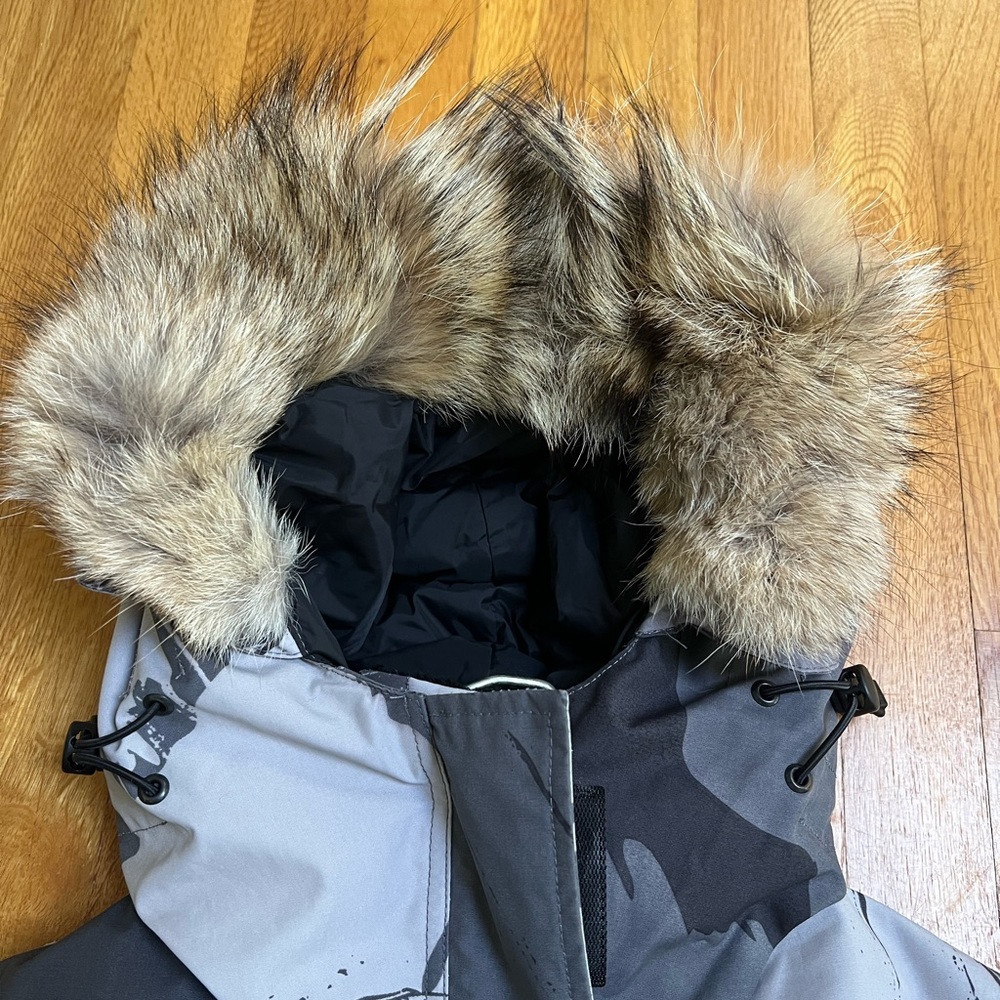 Canada Goose Gray & Black Camouflage Parka with Fur Trim Hood - Picture 5 of 16